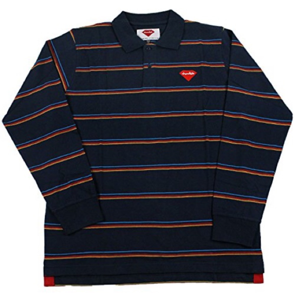 Diamond Supply Co x Chocolate skateboards, multicolor striped long sleeve polo